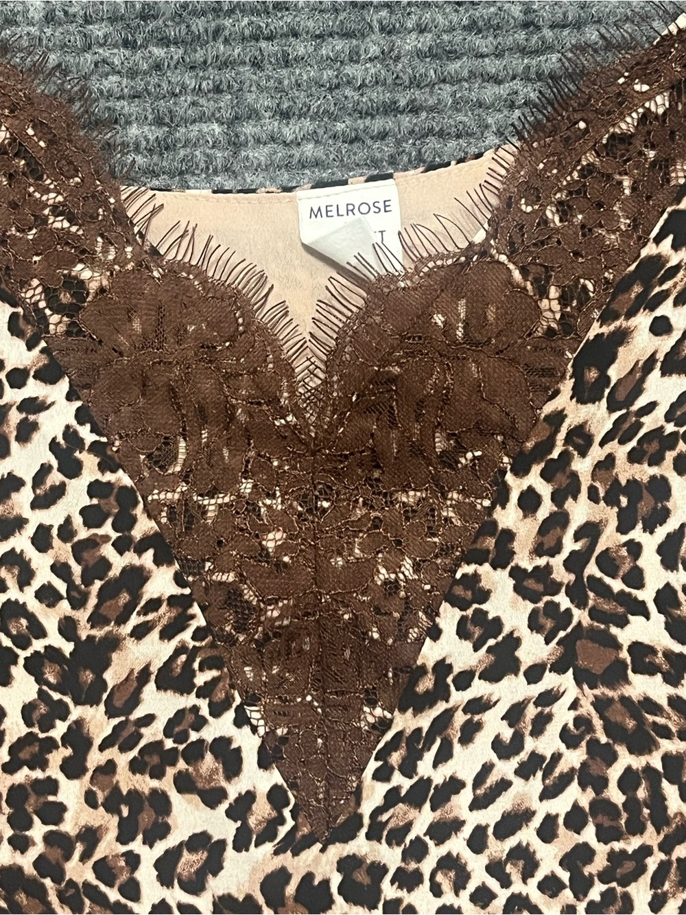 NWT Melrose and Market Nordstrom Lace Trim Leopard Cami Top Beige Womens Medium - Picture 2 of 9